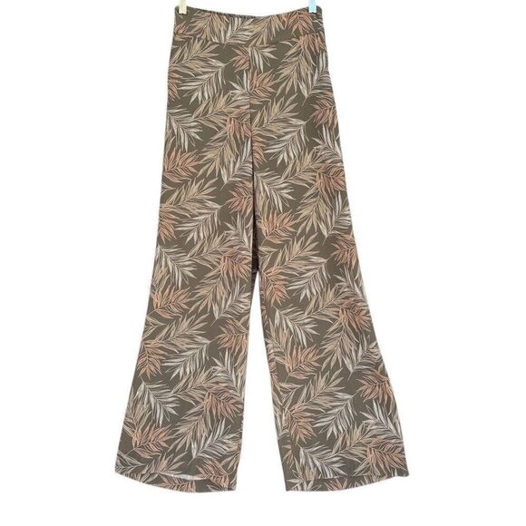A New Day Olive Green Tropical Print Flowy Wide Leg Palazzo Pants Women’s XSmall - Picture 1 of 8